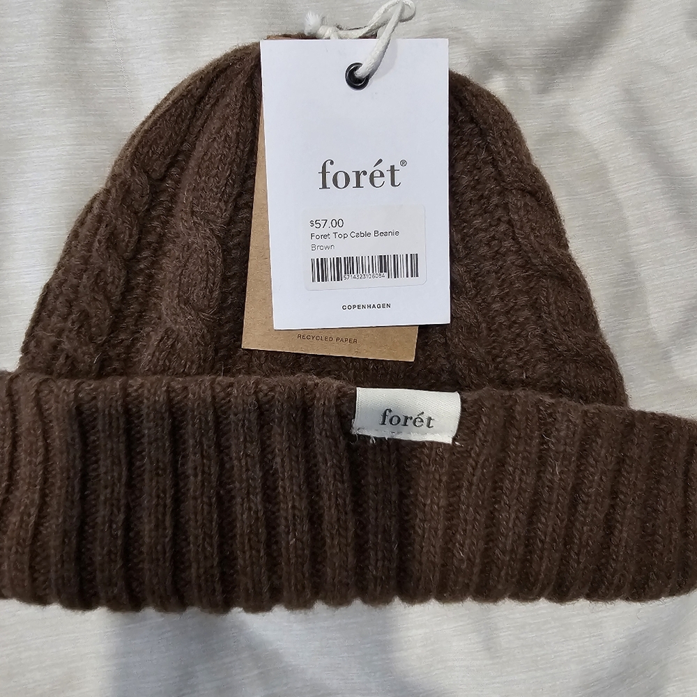 Forét Brown Cable Knit Beanie - Picture 3 of 6